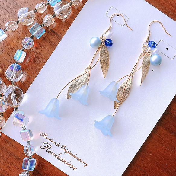 handmade ハンドメイド・手芸 青い花のピアス ハンドメイド