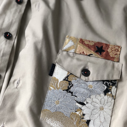 帯リユースパッチワークジャケット　USED USボウイスカウトシャツリボーン 3枚目の画像
