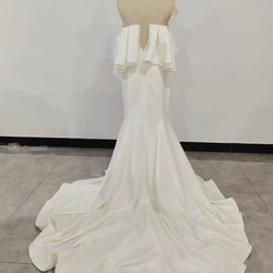 ソフトマーメイド ホワイト ウエディングドレス オフショルダー ロングトレーン  2次会 前撮り 花嫁 挙式 2枚目の画像