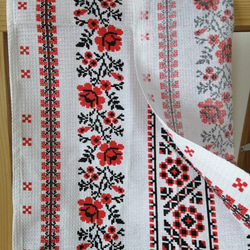 東欧の花咲くマルチクロス コットンワッフルタオル ウクライナ伝統 クロスステッチ刺繍柄 薔薇 6枚目の画像