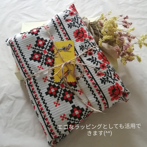 東欧の花咲くマルチクロス コットンワッフルタオル ウクライナ伝統
