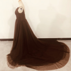 憧れのドレス カラードレス 背中見せ 短トレーン Vネック お呼ばれ 二次会 3枚目の画像