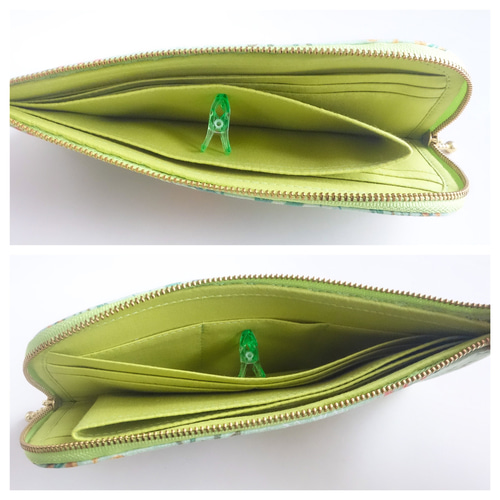 販売終了】 L字ファスナー長財布 妖精の森 グリーン ＊440＊ 長財布