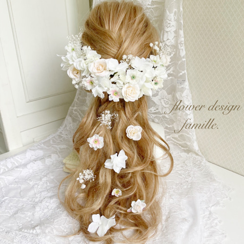 ウェディング 成人式 発表会 前撮り 髪飾り ✧ ホワイト 白 バラ