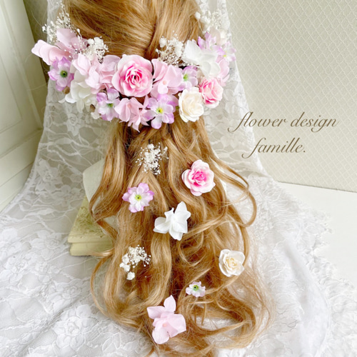101.イエロー&グリーン&ホワイト チュール入りヘッドドレス・髪 101.イエロー&グリーン&ホワイト チュール入りヘッドドレス・髪