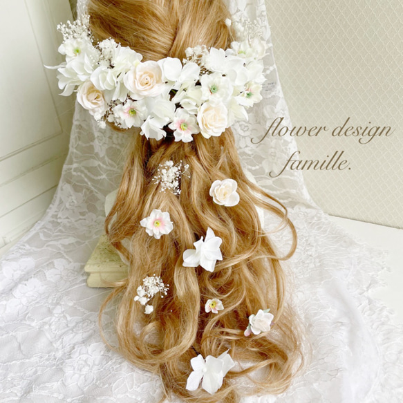 半量】 ウェディング 成人式 発表会 前撮り 髪飾り ✧ ホワイト
