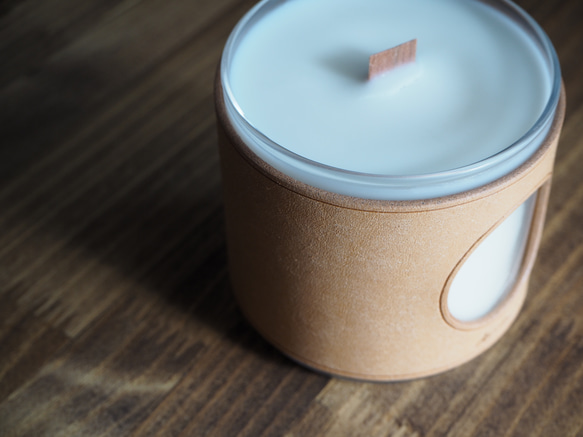 【送料無料】soy candle（NTL) ---本革/ソイワックスのキャンドル 3枚目の画像