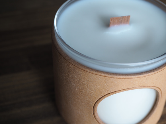 【送料無料】soy candle（NTL) ---本革/ソイワックスのキャンドル 5枚目の画像