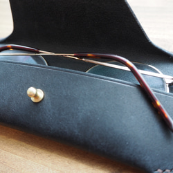 【送料無料】glasses case(BLK)---本革/眼鏡ケース/刻印可 5枚目の画像
