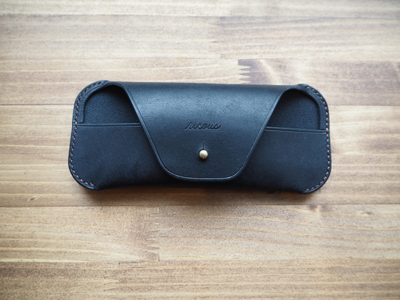 【送料無料】glasses case(BLK)---本革/眼鏡ケース/刻印可 1枚目の画像