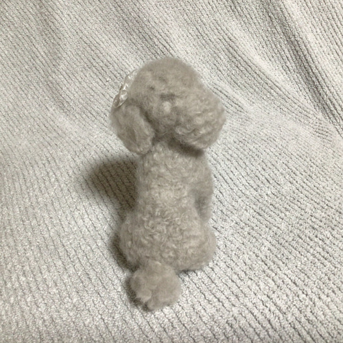 羊毛フェルト プードル グレー お座り 犬 いぬ ハンドメイド イヌ 羊毛