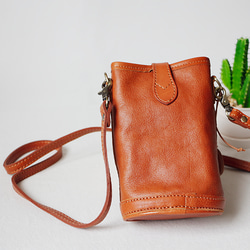 ヌメ革ショルダーバッグ斜め掛けポシェットバッグ軽いバッグ 4枚目の画像