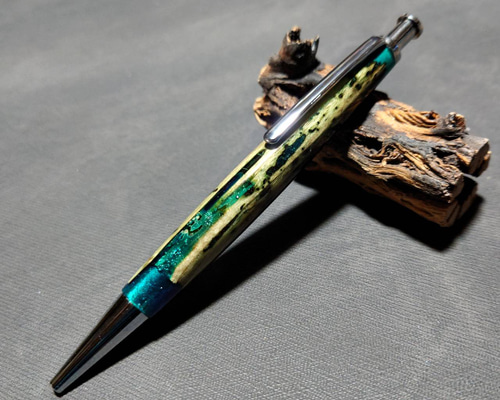 緑青腐菌 スタビライズウッドレジンボールペン【送料・ギフトボックス