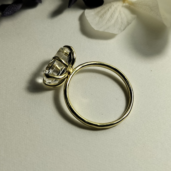 ◆1点もの◆ ハーキマー・ダイアモンド・・grain ring・・brass・・L size・・ 3枚目の画像