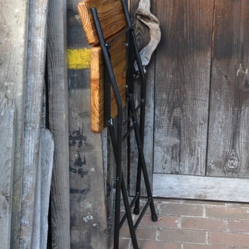 古道具/鉄脚の折りたたみスツール珍しい逸品 古道具/鉄脚の折りたたみ