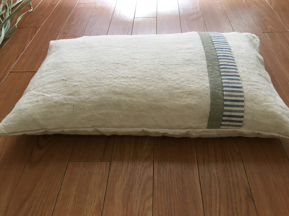 真菰と麻（ヘンプ100%）の枕  グリーン⭐︎地球  高さ約8cm 3枚目の画像