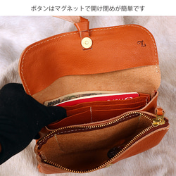 ギフトのようなリボンが可愛い２層の大きな長財布/ふんわり長財布/ハンドメイド革作品/gift-orange 7枚目の画像