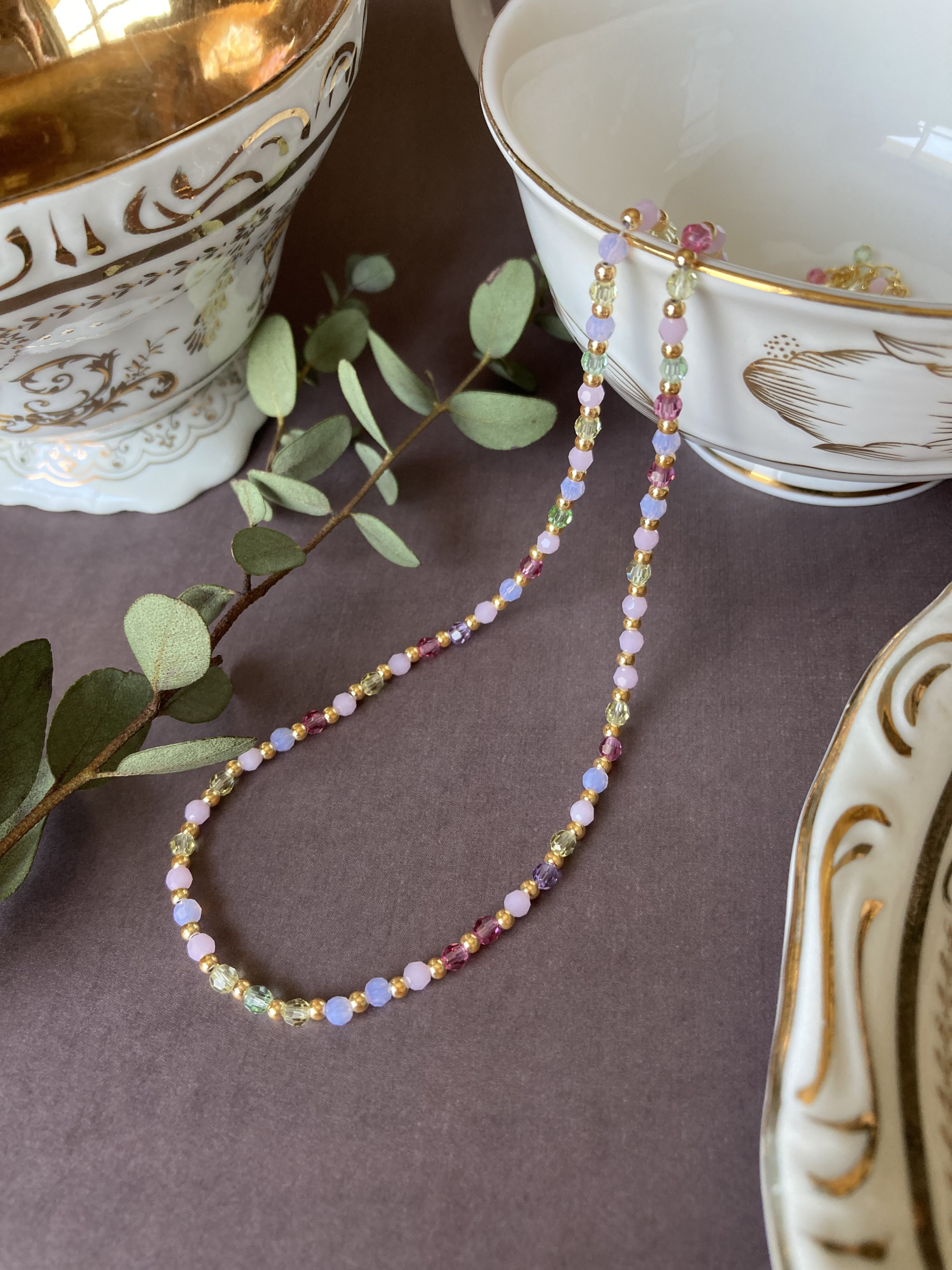 フローラルガーデン　ネックレス　スワロ　× ゴールド