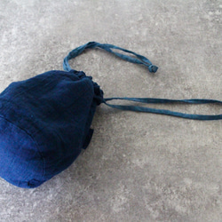 temari /リネン 藍染め 巾着 5枚目の画像