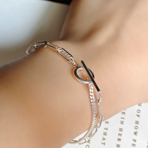ライトな雰囲気Doubleチェーンブレスレット[925silver