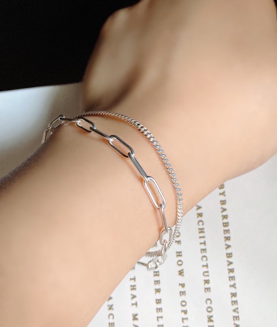 ライトな雰囲気Doubleチェーンブレスレット[925silver