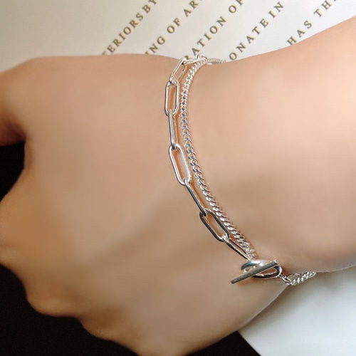 ライトな雰囲気Doubleチェーンブレスレット[925silver