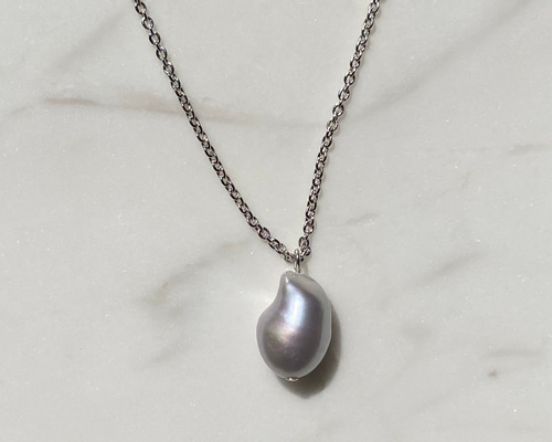 国内発| MATEO 14K ダイヤモンド&バロックパール ネックレス ネックレス K10ホワイトゴールド 淡水パール ダイヤモンド(JL