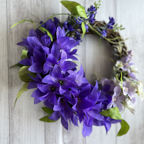 キキョウの紫リース(24cm アーティフィシャル) リース rhyme_752 通販