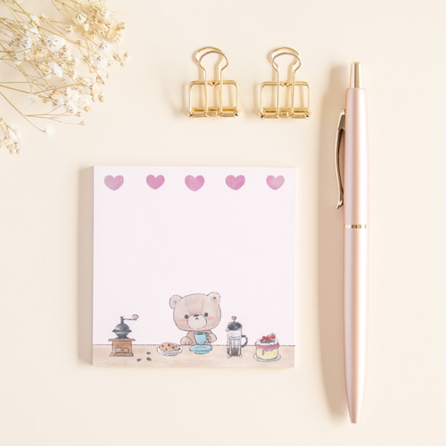 メモ帳 -コーヒーブレイク テディベア メモ No.16 メモ帳 Vintage