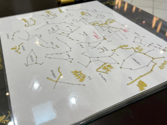 星座の結婚証明書【ガラスとアクリルの2枚重ね】アンティークフレームゲスト参加型60名〜可- 星座の結婚証明書