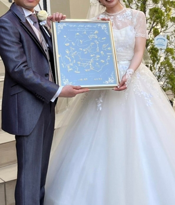 星座の結婚証明書（透明・クリア素材）ガラスとアクリルの2枚重ねゴールドフレーム-立会人署名60名可-結婚式-参加型演出 6枚目の画像