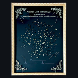 星座の結婚証明書（透明・クリア素材）ガラスとアクリルの2枚重ねゴールドフレーム-立会人署名60名可-結婚式-参加型演出 8枚目の画像