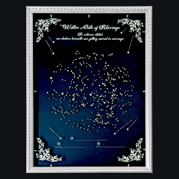 星座の結婚証明書（透明・クリア素材）ガラスとアクリルの2枚重ねゴールドフレーム-立会人署名60名可-結婚式-参加型演出 9枚目の画像