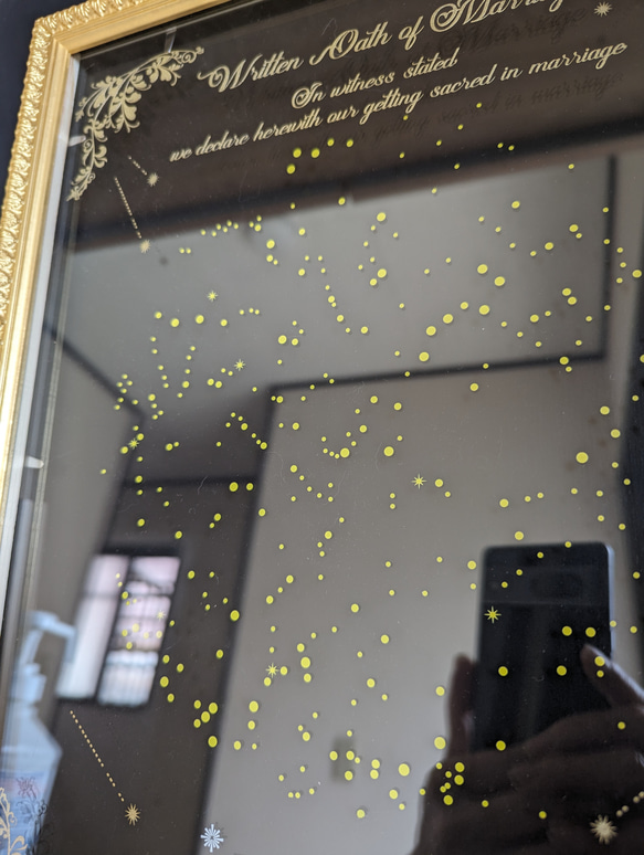 星座の結婚証明書【ガラスとアクリルの2枚重ね】アンティークフレームゲスト参加型60名〜可- 星座の結婚証明書