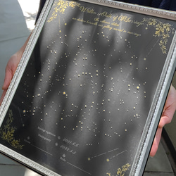 星座の結婚証明書（透明・クリア素材）ガラスとアクリルの2枚重ねゴールドフレーム-立会人署名60名可-結婚式-参加型演出 3枚目の画像