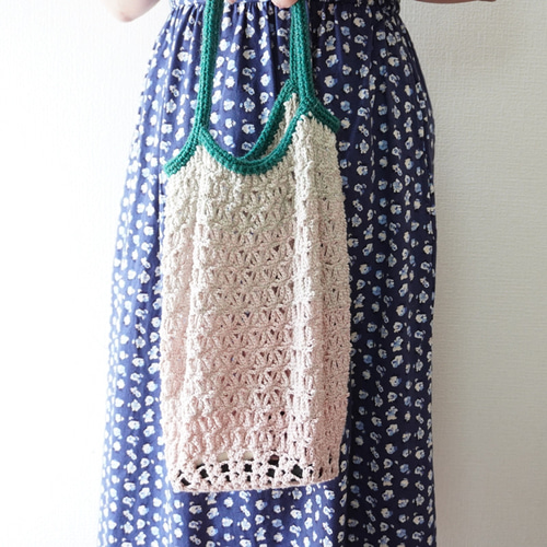 グラニーバッグ グラデーションカラー ビーズ付き グラニーバッグ グラデーションカラー ビーズ付き