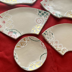 扇皿 5枚セット 和柄皿 イッチン皿 5枚目の画像