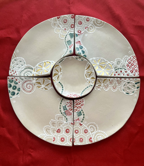 扇皿 5枚セット 和柄皿 イッチン皿 1枚目の画像