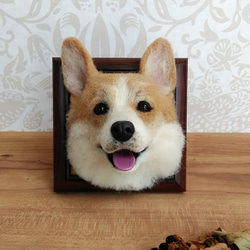 コーギーさん✿参考画像✿羊毛フェルト 羊毛フェルト 笑顔のコーギーさんフレーム 羊毛フェルト 羊毛わんこ 福