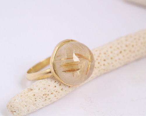 選べる ルチルクォーツ K18 Ring 指輪・リング Rainbow Stone 通販