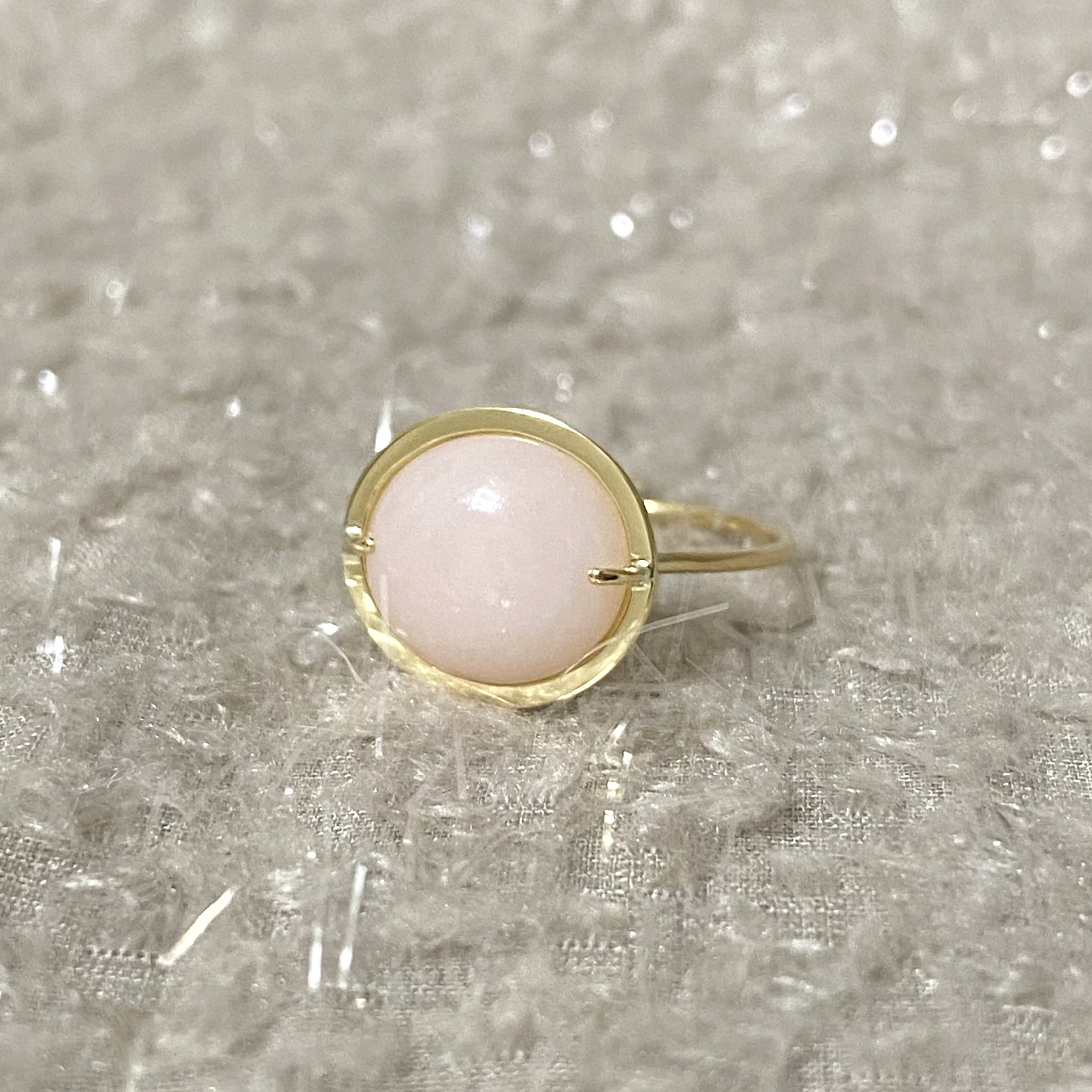 K18YG Aurora ピンクカルサイトリング 11号 - 世界中のピンクを集めて -