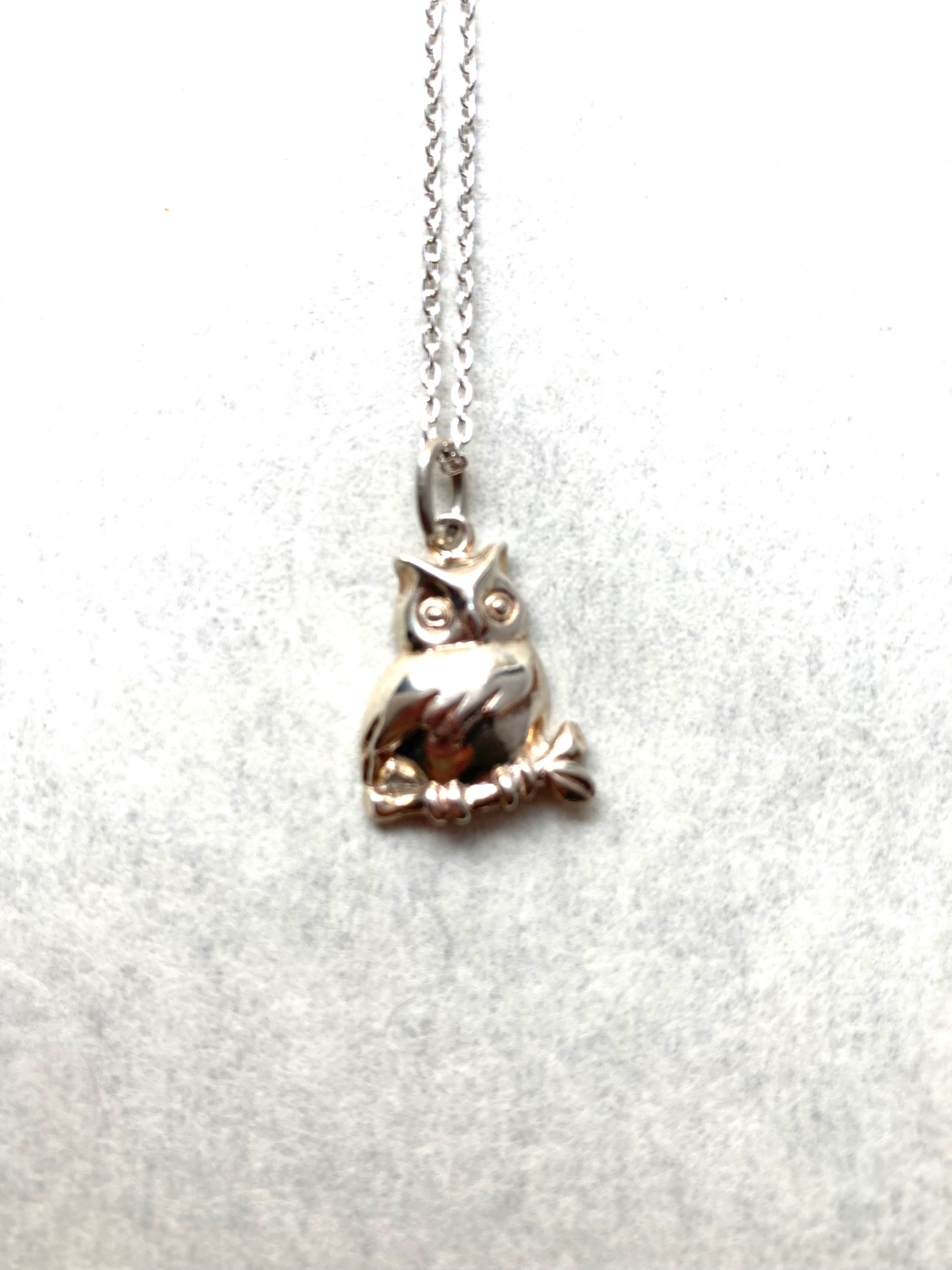 銀のペンダント　フクロウ