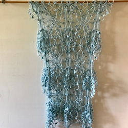 コットンリネン糸　モチーフ編みのショール　ストール　かぎ針編み　編み物　大判ショール 5枚目の画像