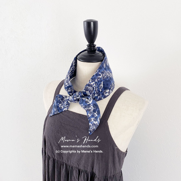 時尚義大利製造亞麻佩斯利藍色 x 灰色夏季冰袋冬季保暖頸部涼爽圍巾母親節 第3張的照片