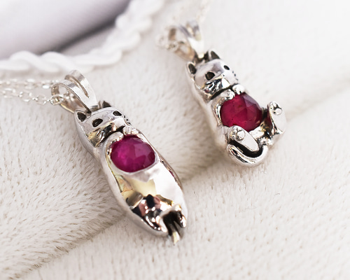 宝石ルース 『限定品！ネコちゃんネックレス！』天然アメジスト　チェーン付 宝石ルース 『限定品！ネコちゃんネックレス！』天然アメジストチェーン付