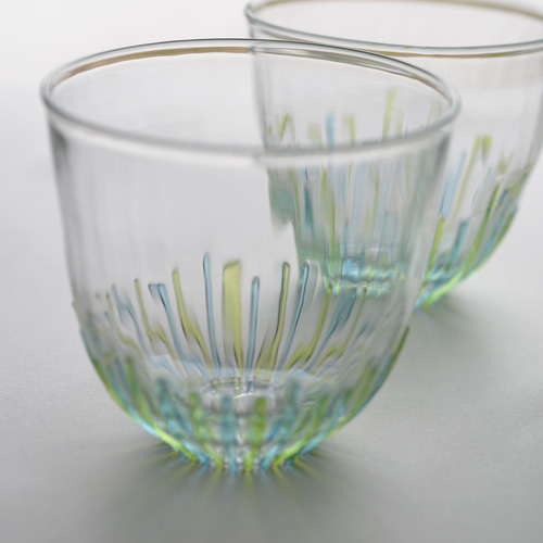 ソーダライングラスとブルーグリーンのピッチャー3点セット グラス