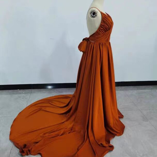 上品！テラコッタ パーティードレス キャミソール 背中見せ 結婚式  