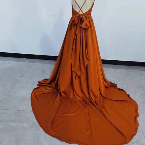 上品！テラコッタ パーティードレス キャミソール 背中見せ 結婚式  