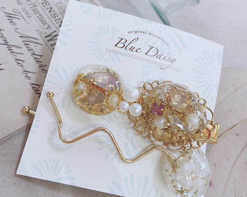 【くるみブルー】ベビーヘアクリップ　サンプル　ベビーヘアピン♡セミオーダーメイド くるみブルー】ベビーヘアクリップ サンプル ベビーヘアピン