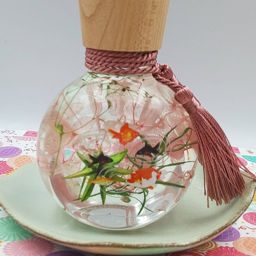 和風ハーバリウム 可愛い金魚(ピンク) ハーバリウム・植物標本  
